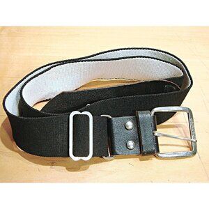Bucks Belt Unisex Adults Black Leather Metal Buckle Adjustable Stretch Sz XS-XL